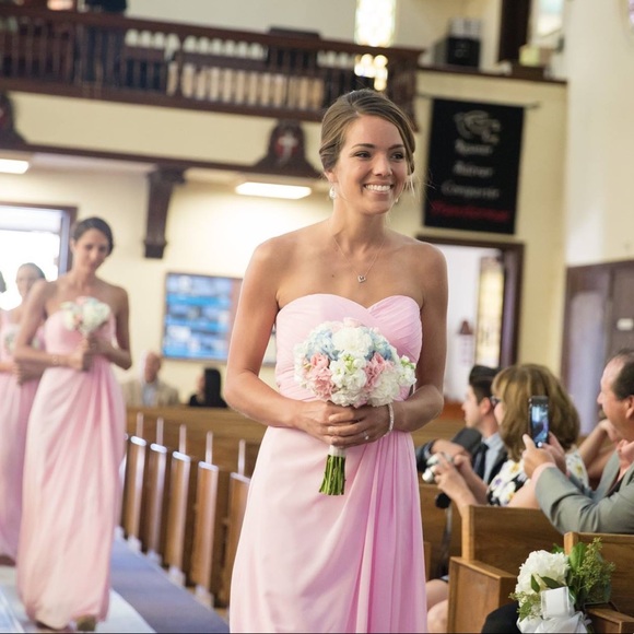 dusty pink chiffon bridesmaid dresses Dusty Pink Chiffon V-neck Long Bridesmaid Dress - Elegant and Timeless main image 1